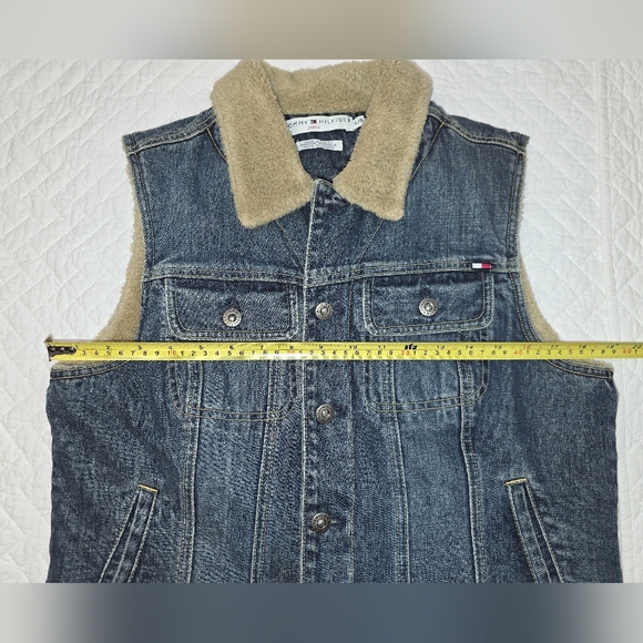 Y2K Tommy Hilfiger Sherpa-Lined Denim Vest Women's Size Large - Picture 6 of 10